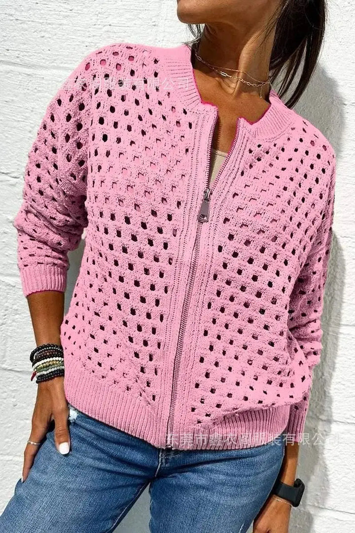 Solenne | Zip Front Knitted Cardigan