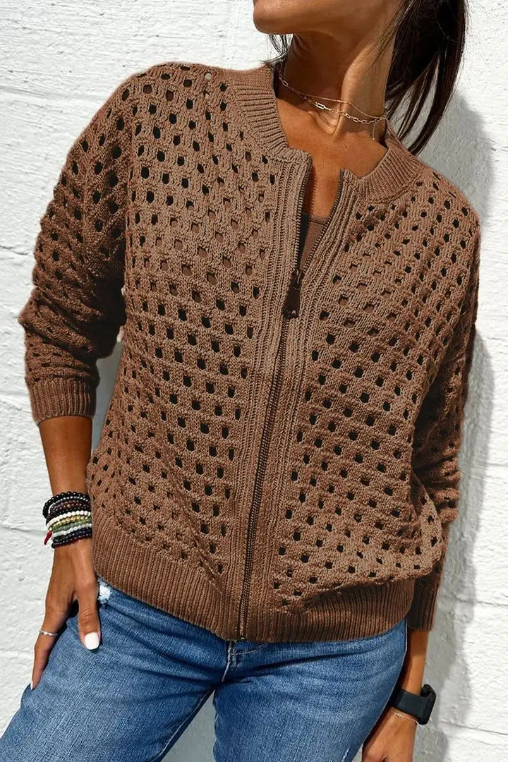 Marisette | Zip Front Knitted Cardigan