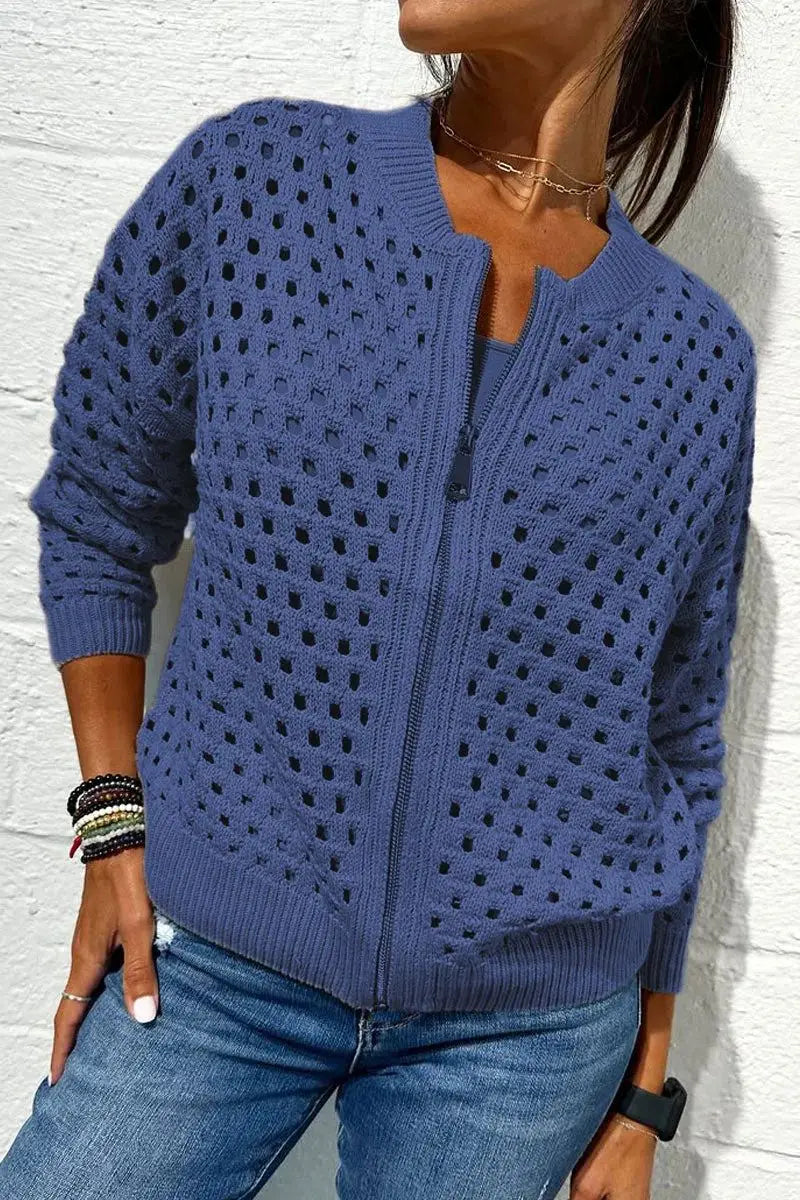 Marisette | Zip Front Knitted Cardigan