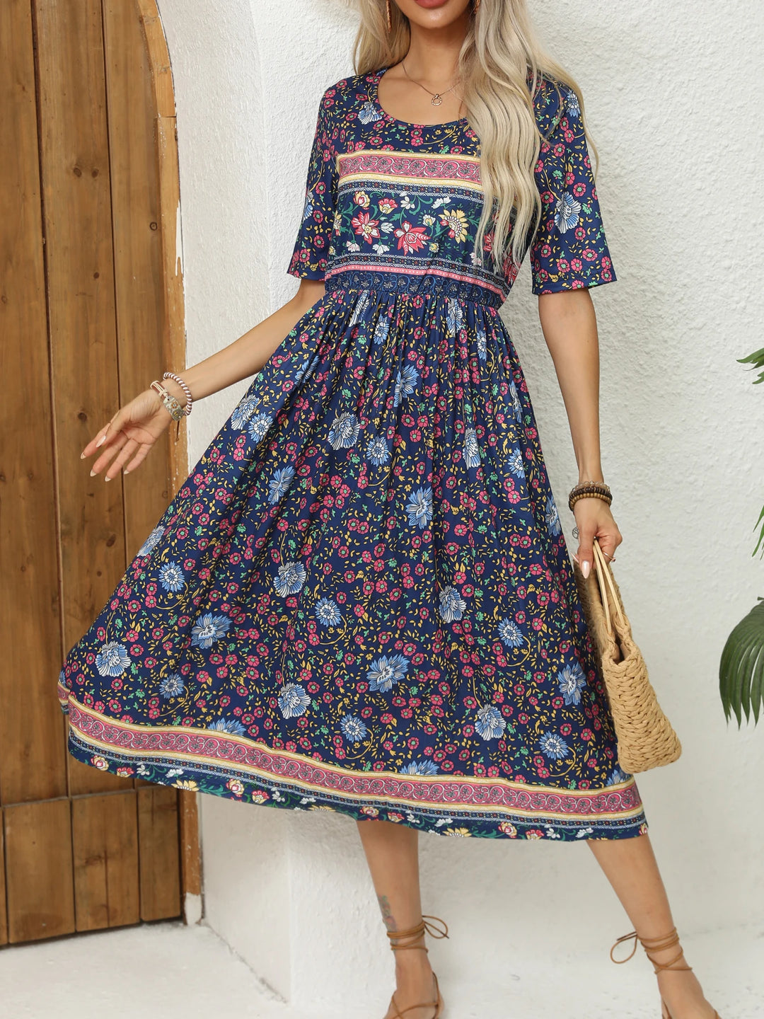 Cosima | Women's Bohemian Print Midi Dress