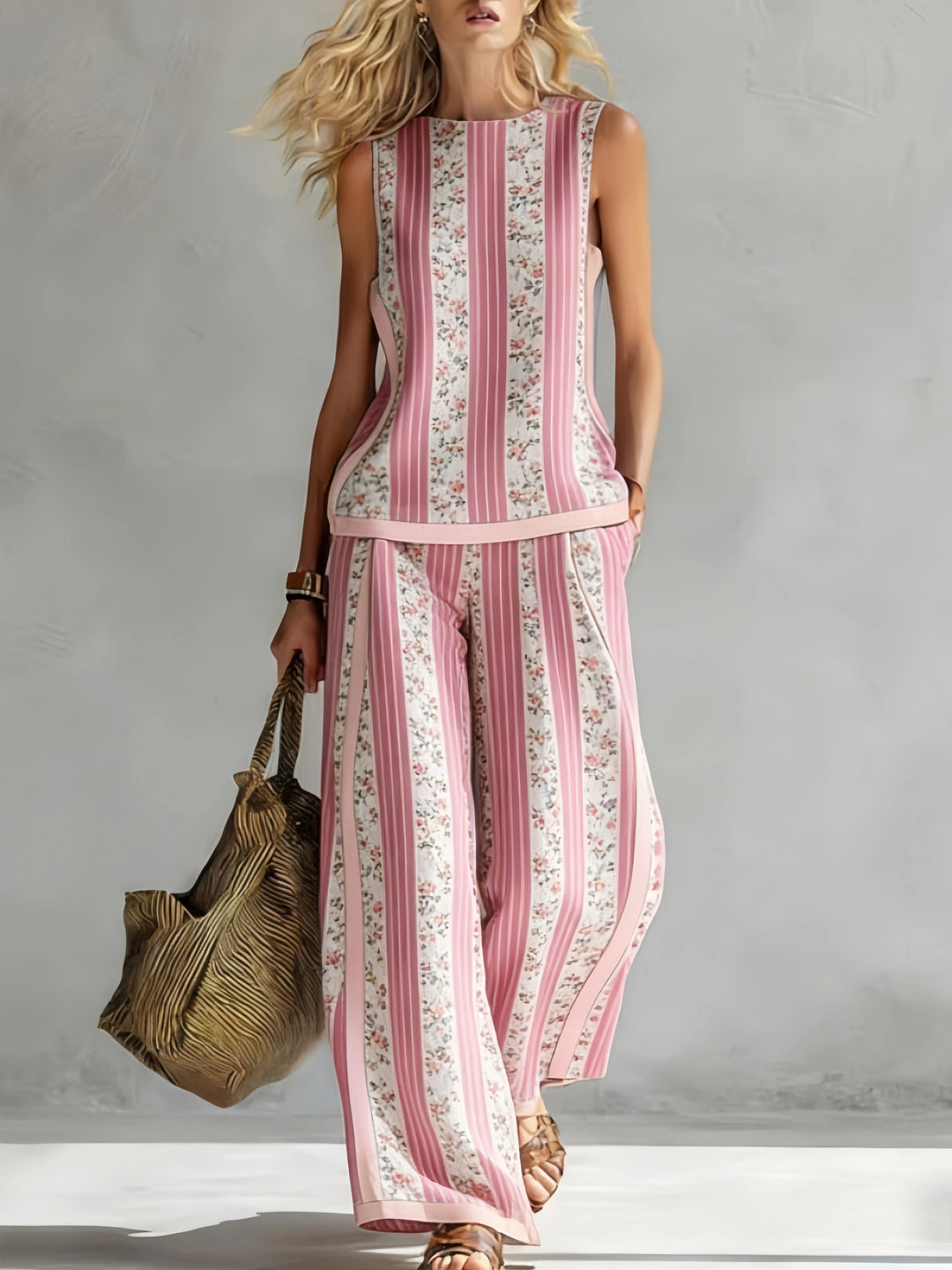 Margot | Retro Print Sleeveless Top & Trouser Set