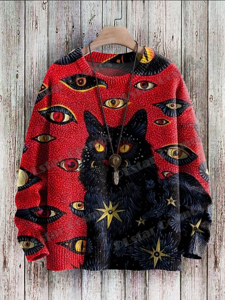 Mystic | Retro Black Cat Eyes Pullover