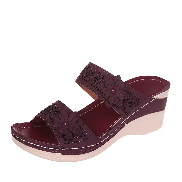 Rosalia™ | Roman Flower Wedge Slipper