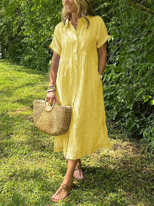 Fleur | Women's Striped Shirt Cardigan Dress