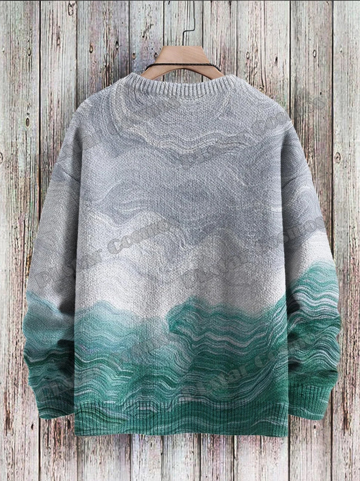 Nebula | Rainbow Swirl Art Knit Pullover