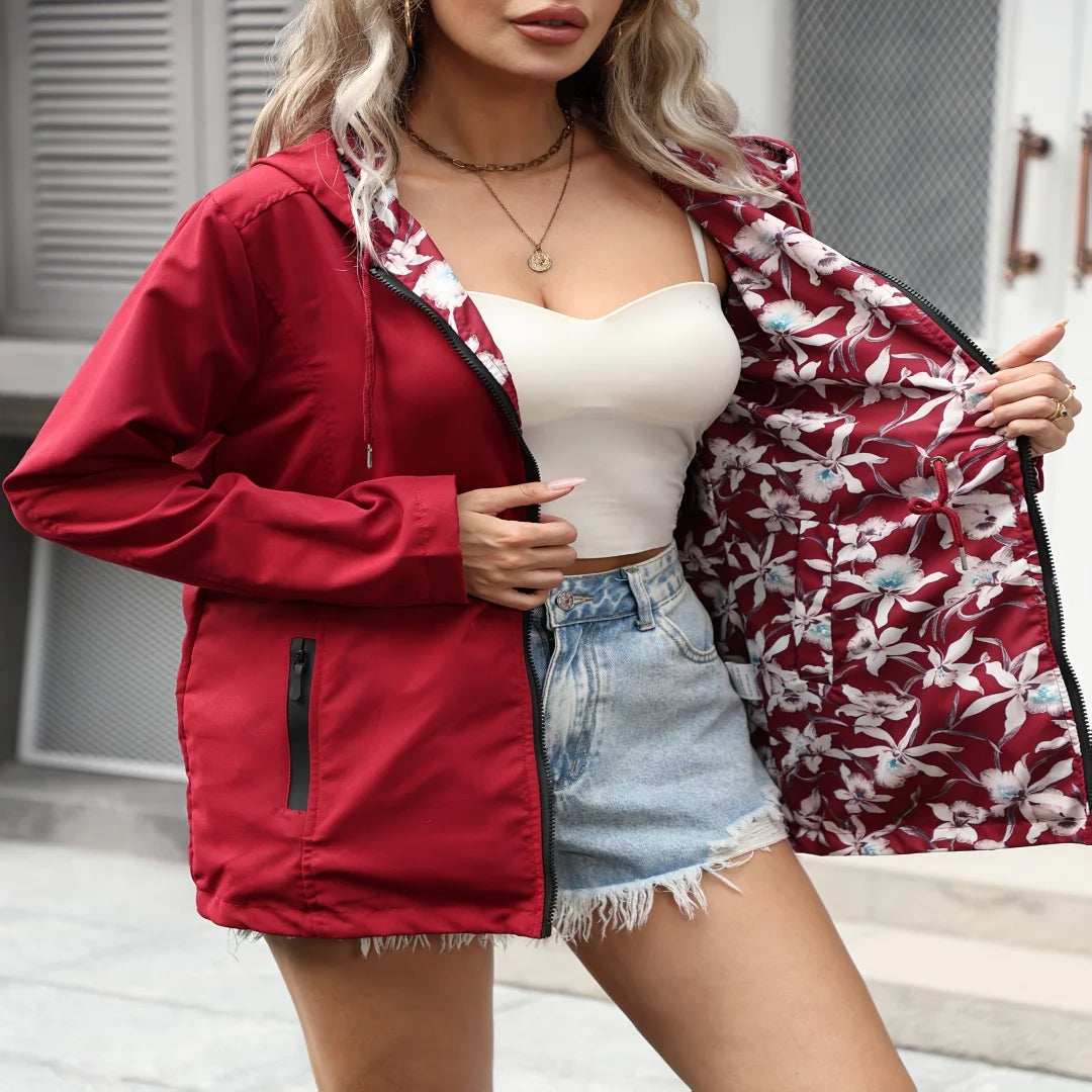 Fern | Reversible Floral Hooded Zip Jacket
