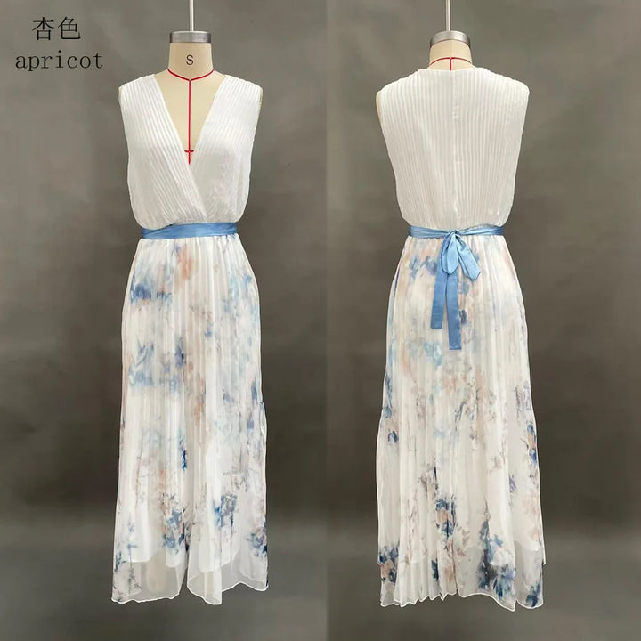 Margaux | V-Neck Lace-Up Swing Dress