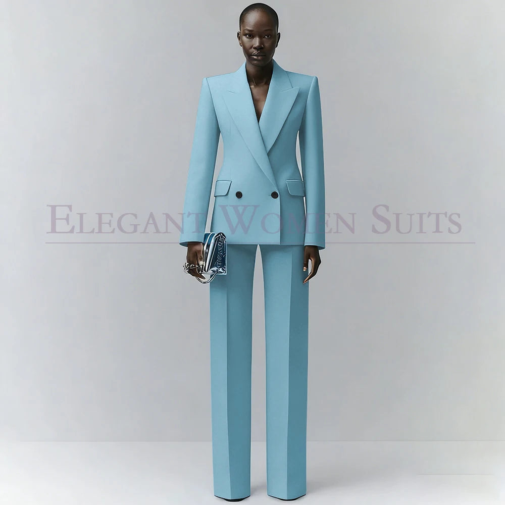 Marina | Double-Breasted Blue Office Blazer Suit