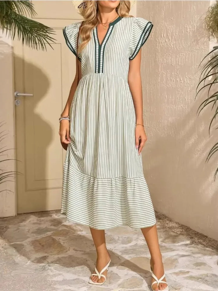 Delphine | Women's V-Neck Ruffle Maxi Dress