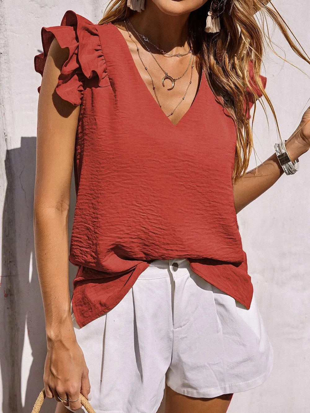 Lynnette™ | Playful Ruffle Sleeve Summer Top