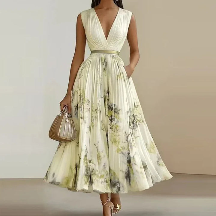 Margaux | V-Neck Lace-Up Swing Dress