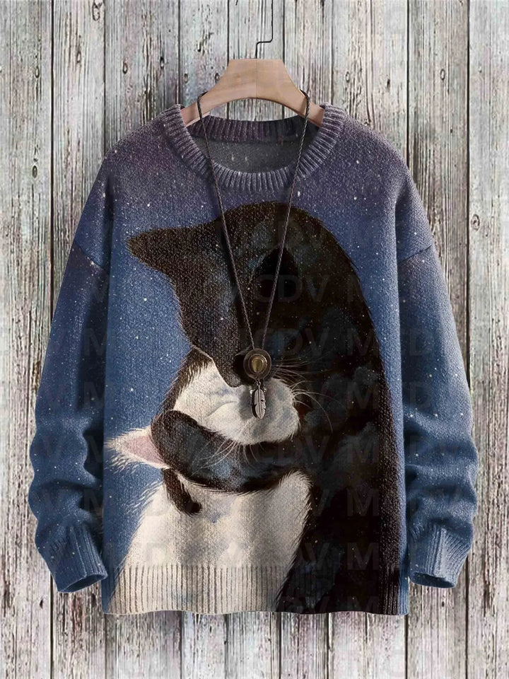 Mochi | Cute Cat Art Knit Pullover