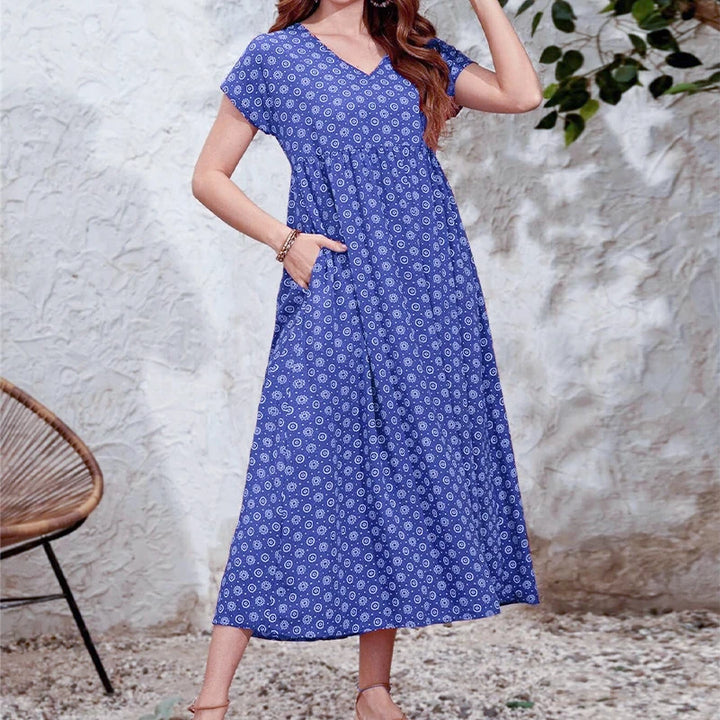 Kira | Women's Bohemian V-Neck Bat Sleeve Dress