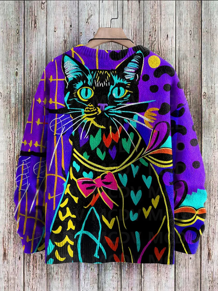Picasso | Abstract Cat Art Knit Pullover