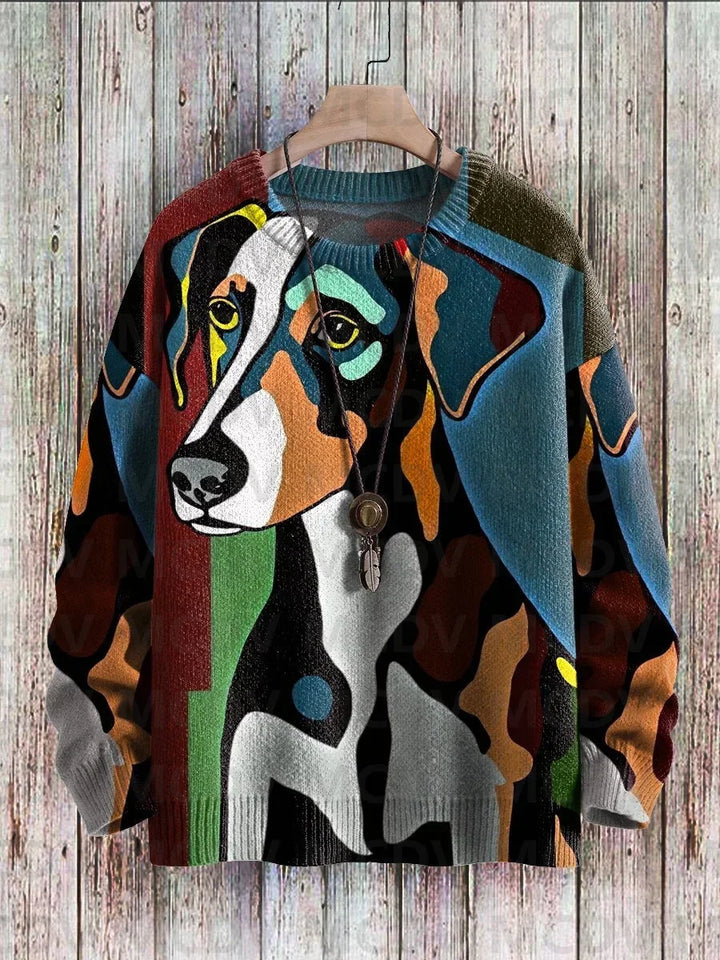 Bruno | Abstract Dog Art Knit Pullover