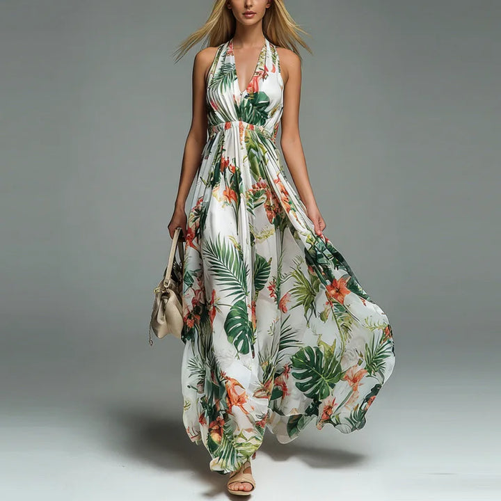 Aurelie | Halter Print Casual Dress