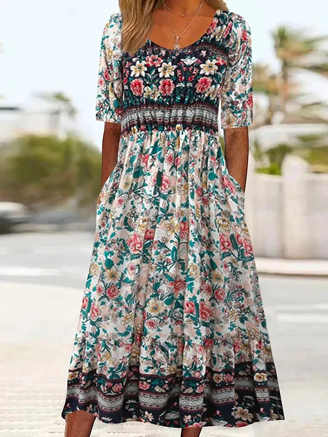Inès | Women's Bohemian Print Maxi Dress