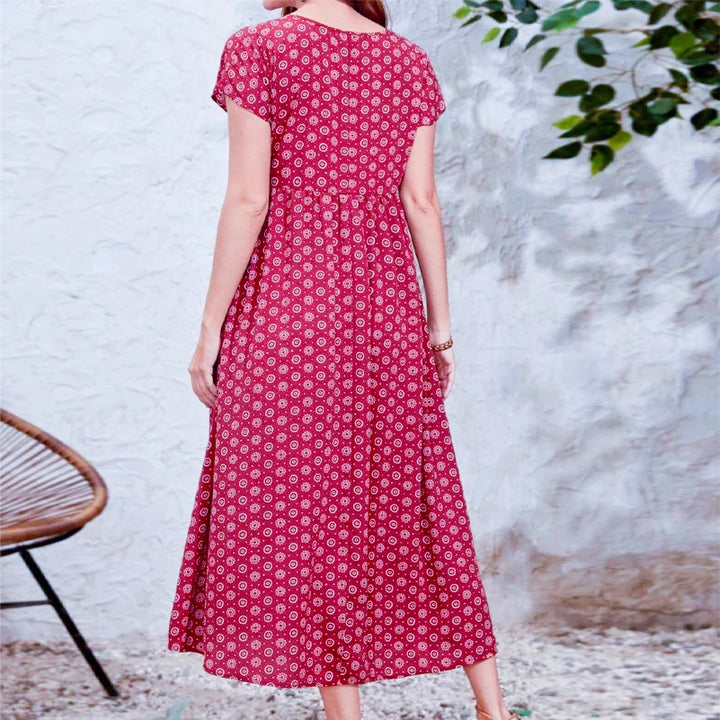 Kira | Women's Bohemian V-Neck Bat Sleeve Dress