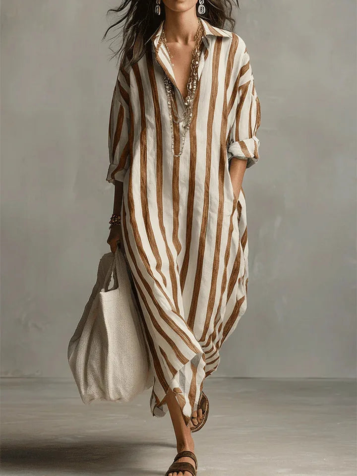 Amaris™ | Elegant Long Linen Shirt Dress