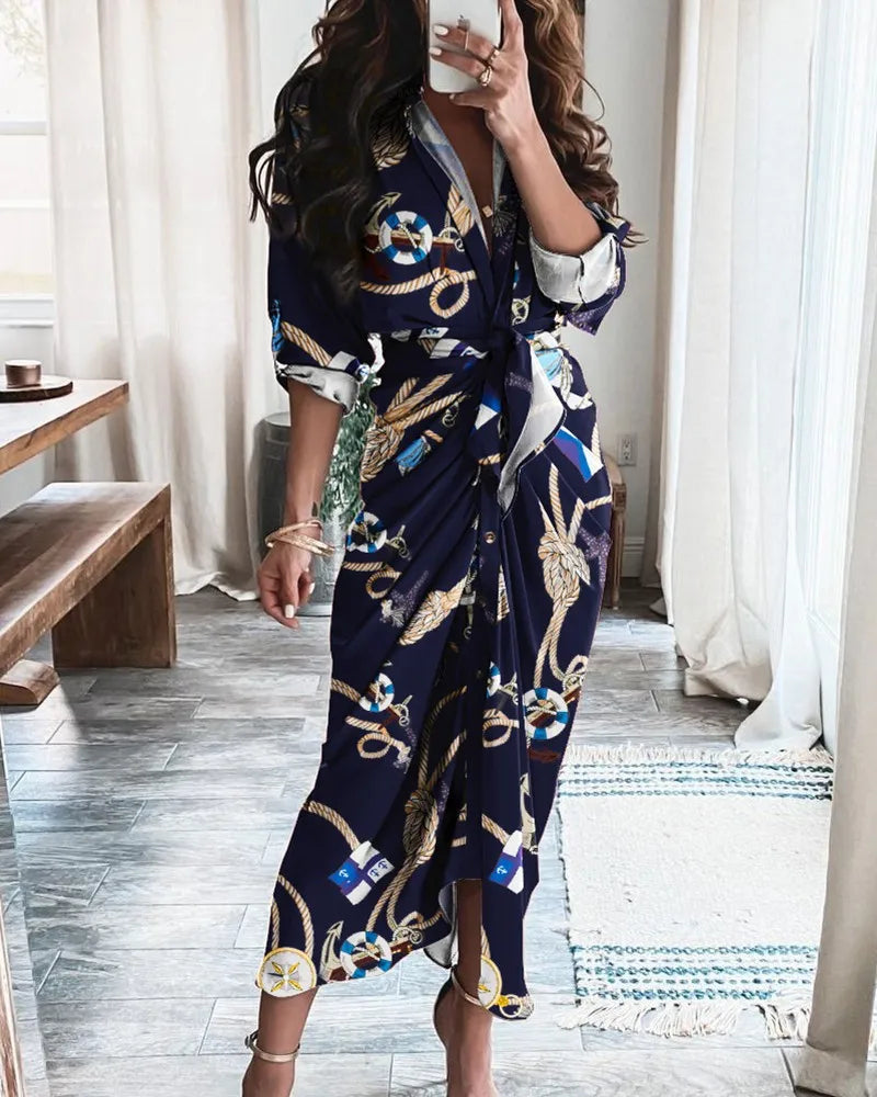 Viviane | Geometric Leopard Wrap Midi Dress