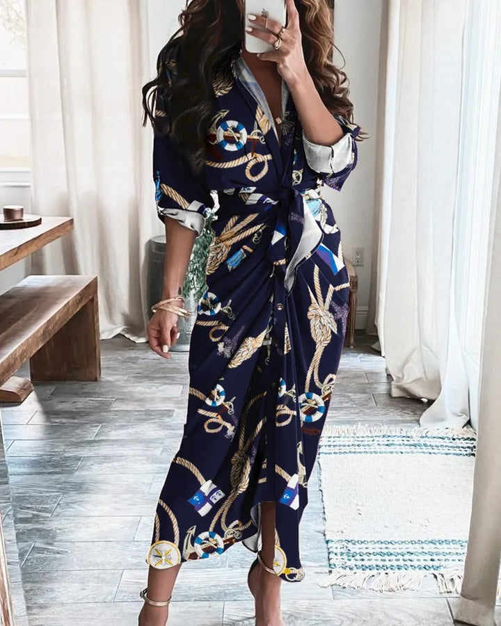 Viviane | Geometric Leopard Wrap Midi Dress