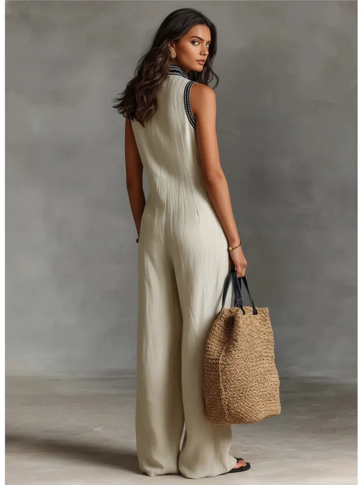 Vivienne™ | Elegant Wide-Leg Linen Jumpsuit