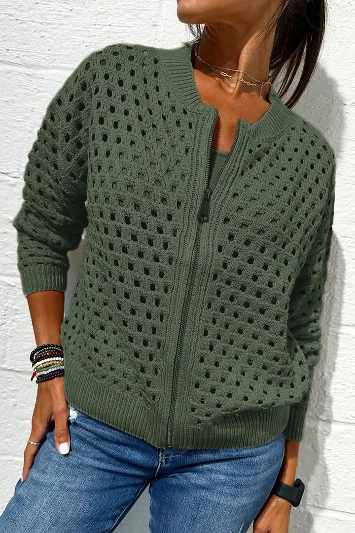 Marisette | Zip Front Knitted Cardigan