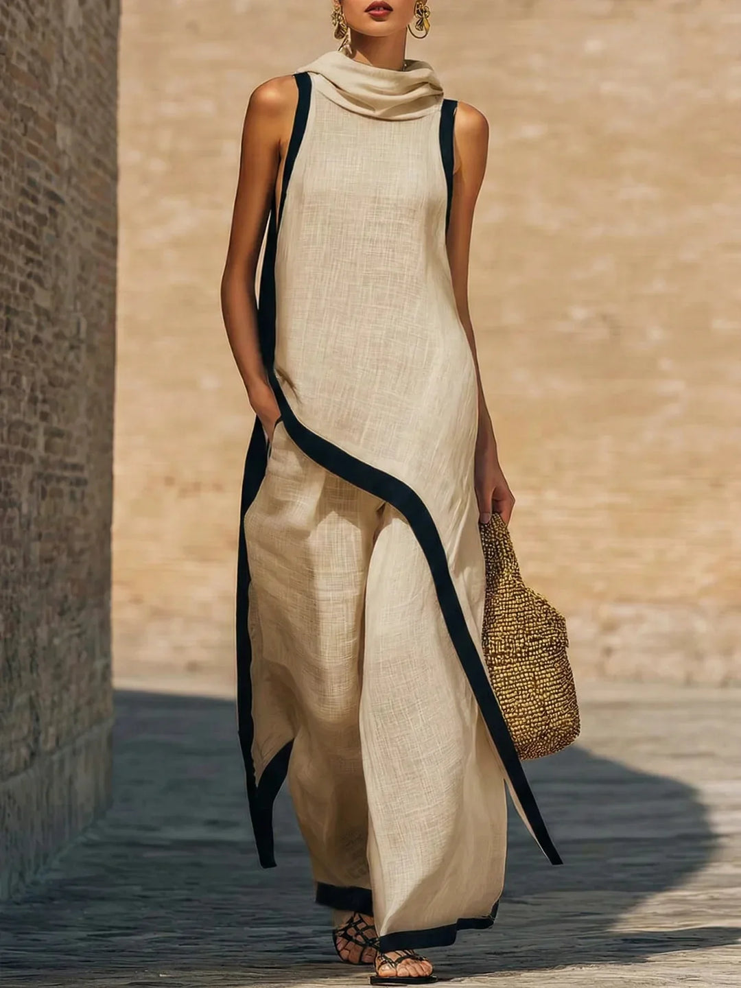 Celeste | Linen Cotton Sleeveless Two-Piece Set