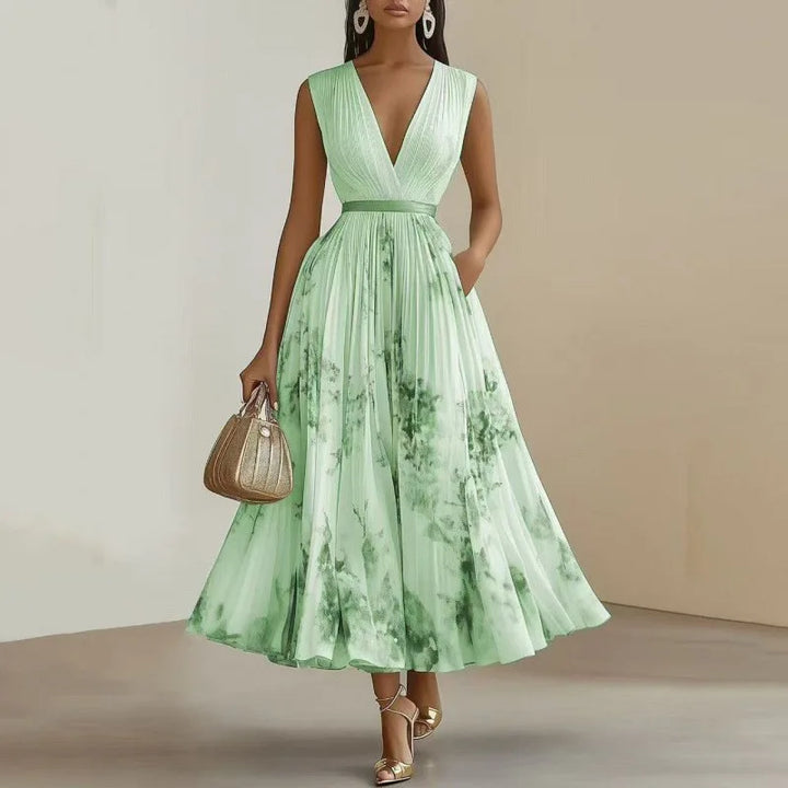 Margaux | V-Neck Lace-Up Swing Dress