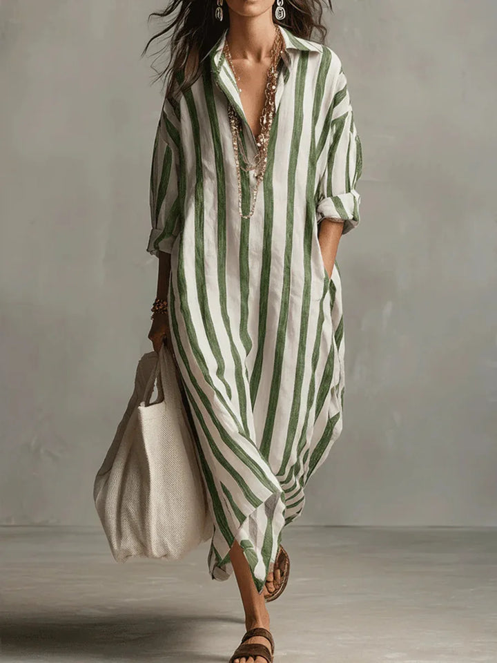 Amaris™ | Elegant Long Linen Shirt Dress