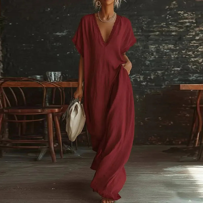 Marlowe™ | Elegant Boho Linen Maxi Dress