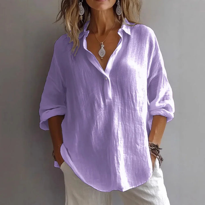 Lila™ | Lace-Up Collar Loose Blouse