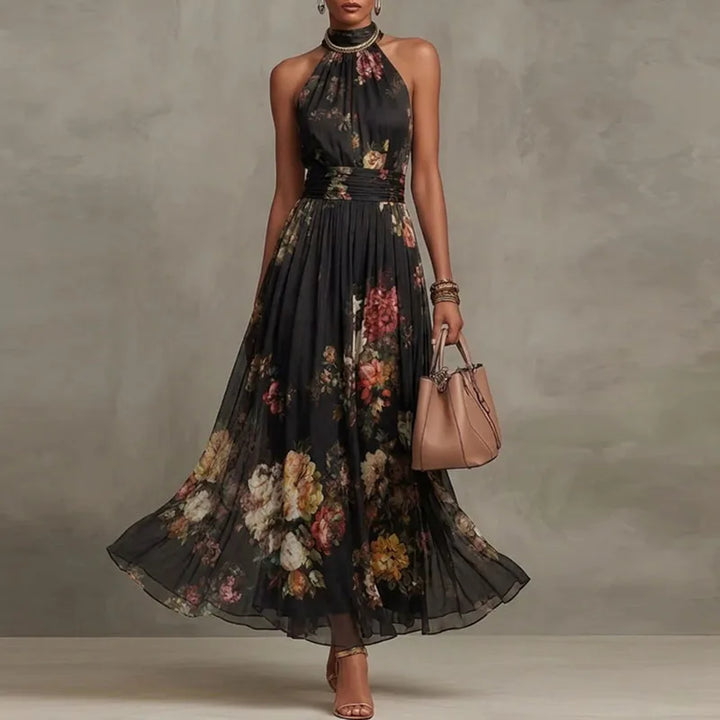 Claudette | French Vintage Halter Maxi Dress