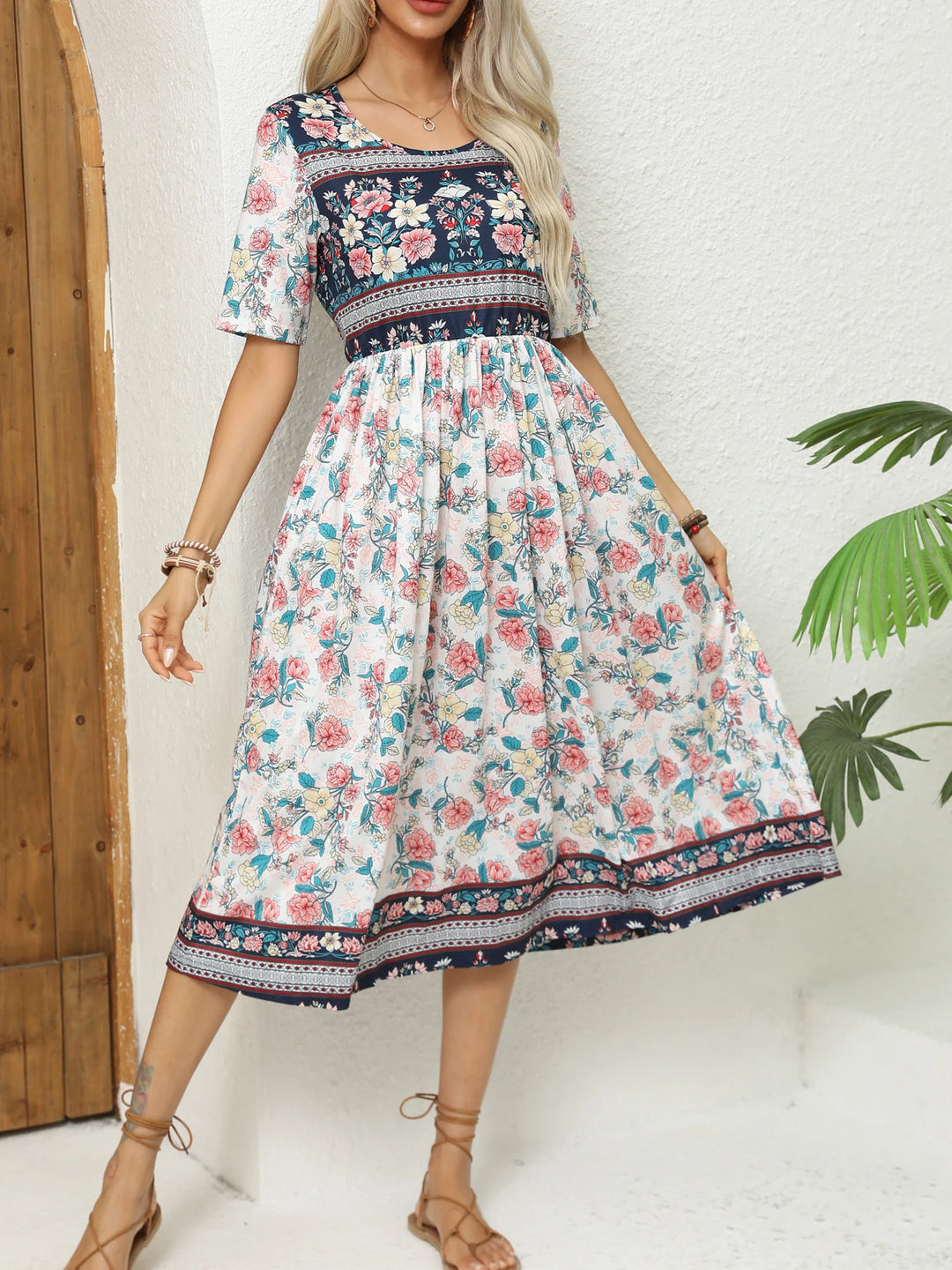 Cosima | Women's Bohemian Print Midi Dress