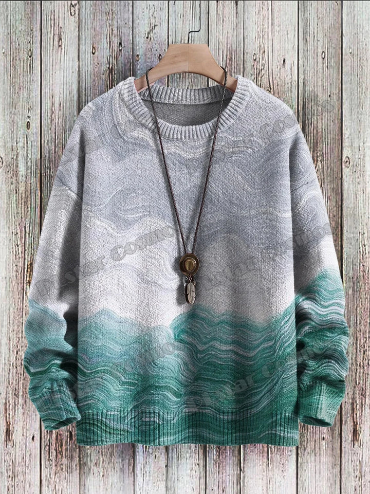 Nebula | Rainbow Swirl Art Knit Pullover