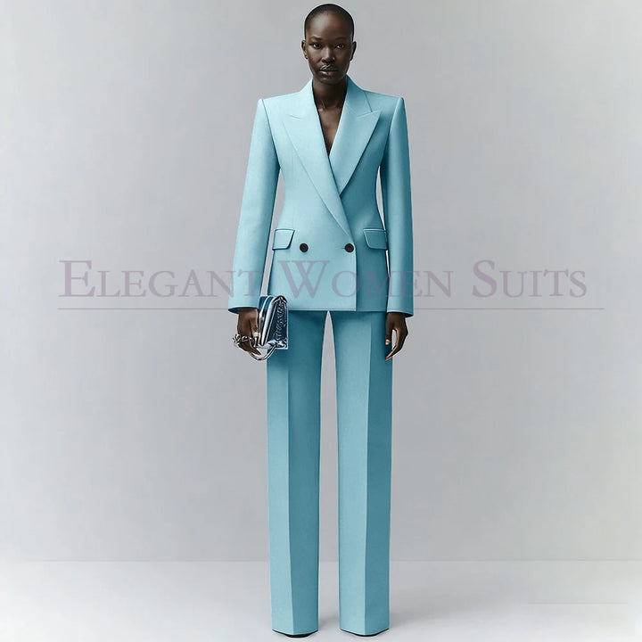 Marina | Double-Breasted Blue Office Blazer Suit