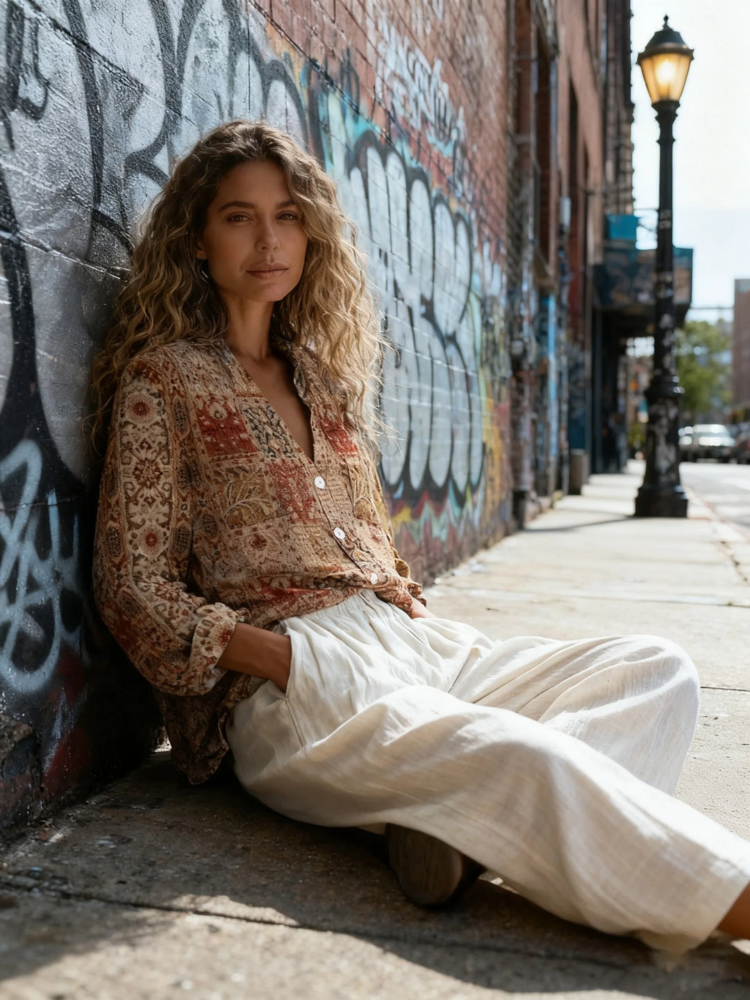Maya | Bohemian Geometric Long Sleeve Shirt