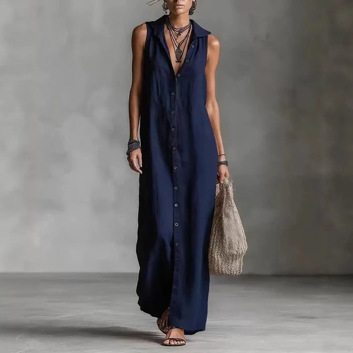 Isadora™ | Elegant Slit Linen Hooded Dress