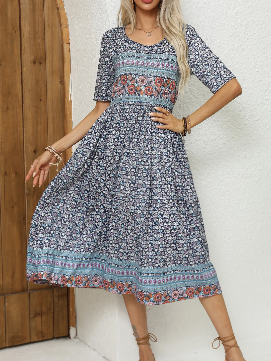 Cosima | Women's Bohemian Print Midi Dress