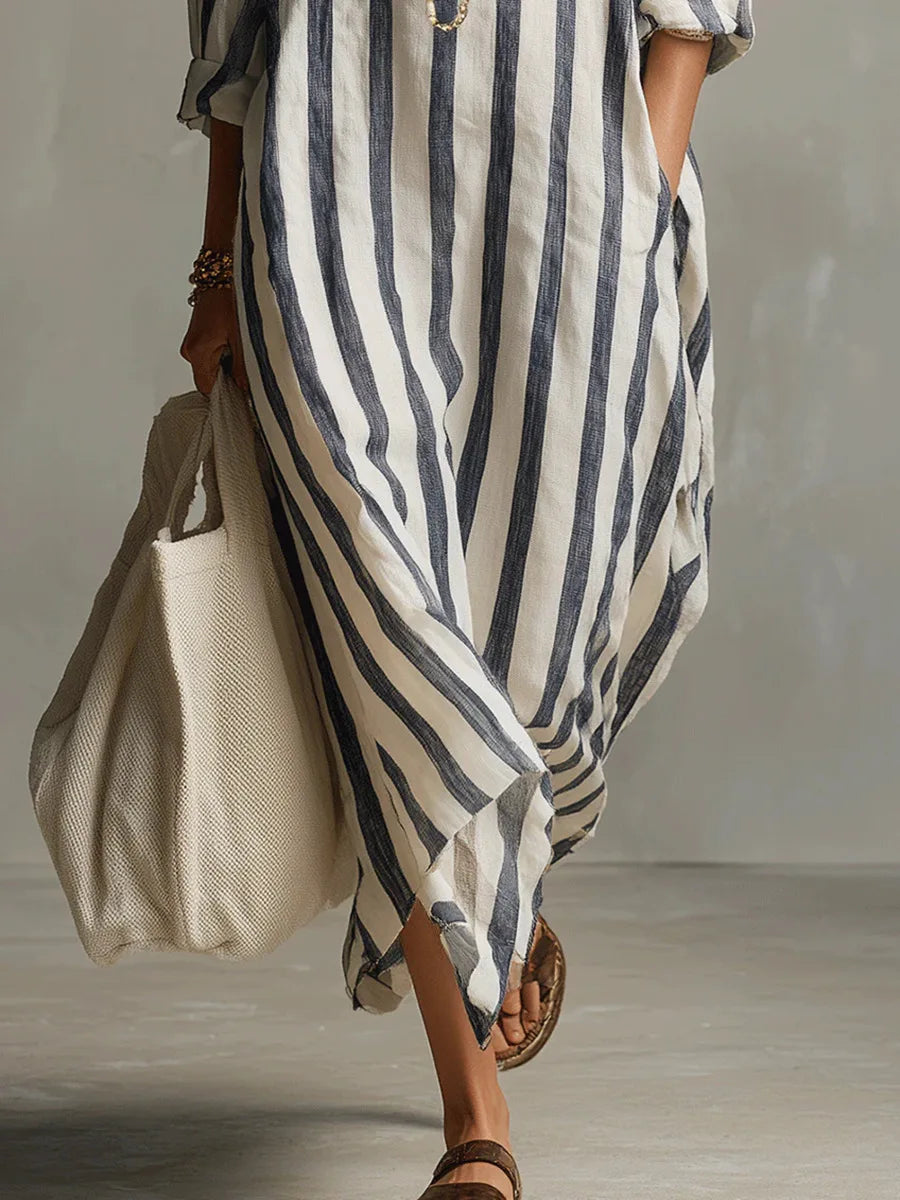 Amaris™ | Elegant Long Linen Shirt Dress
