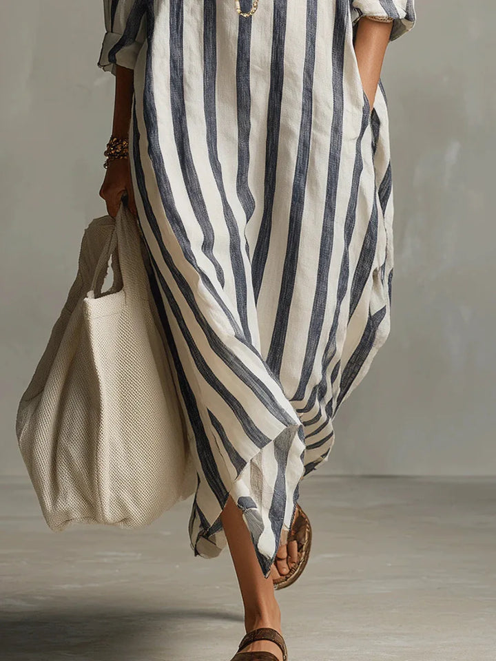 Amaris™ | Elegant Long Linen Shirt Dress