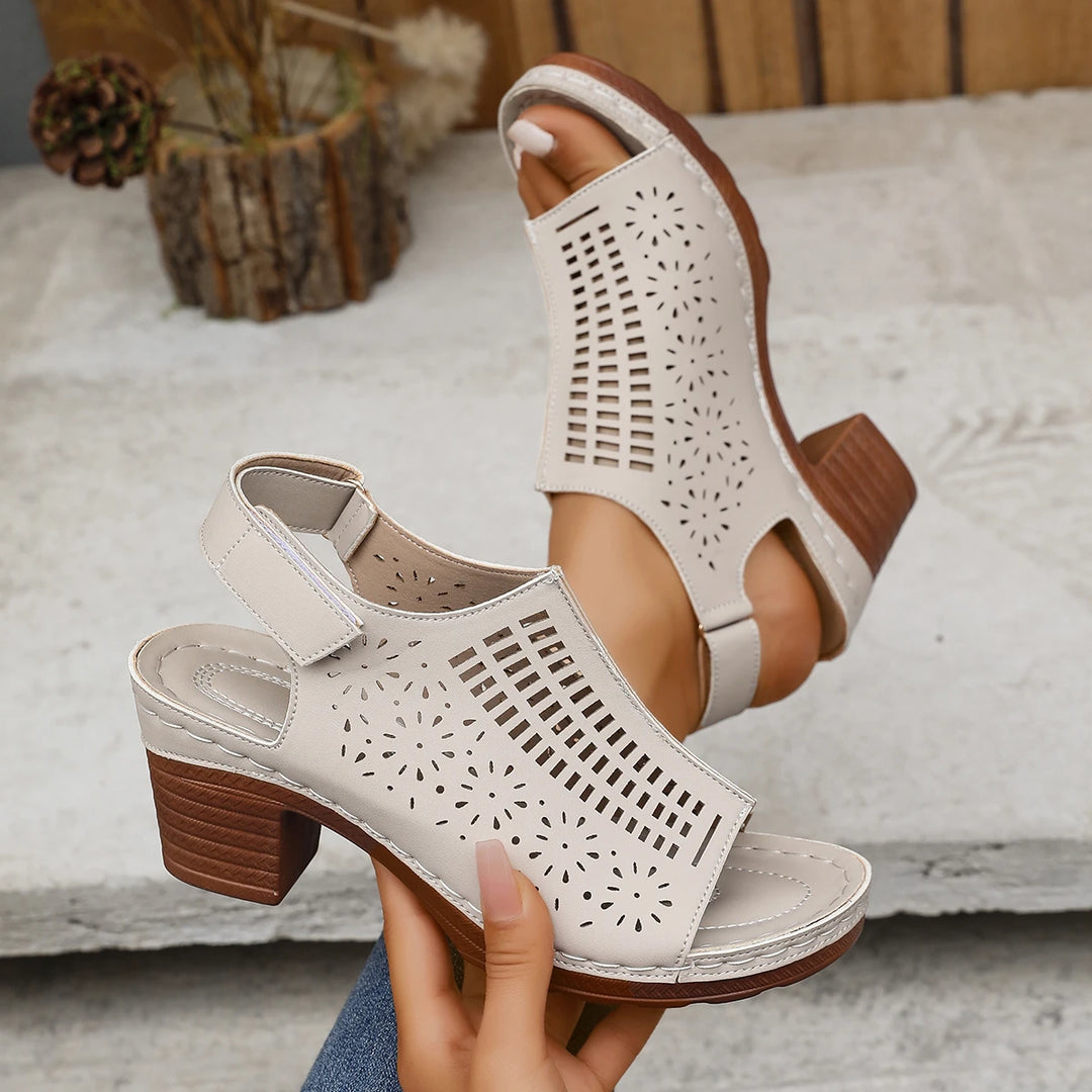 Vienna™ | Retro Cut-Out Block Heel Sandal