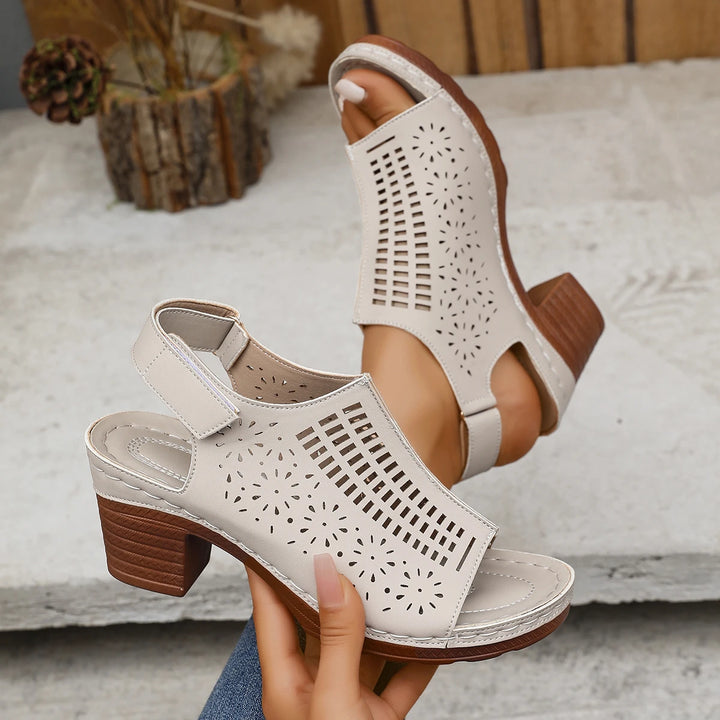 Vienna™ | Retro Cut-Out Block Heel Sandal
