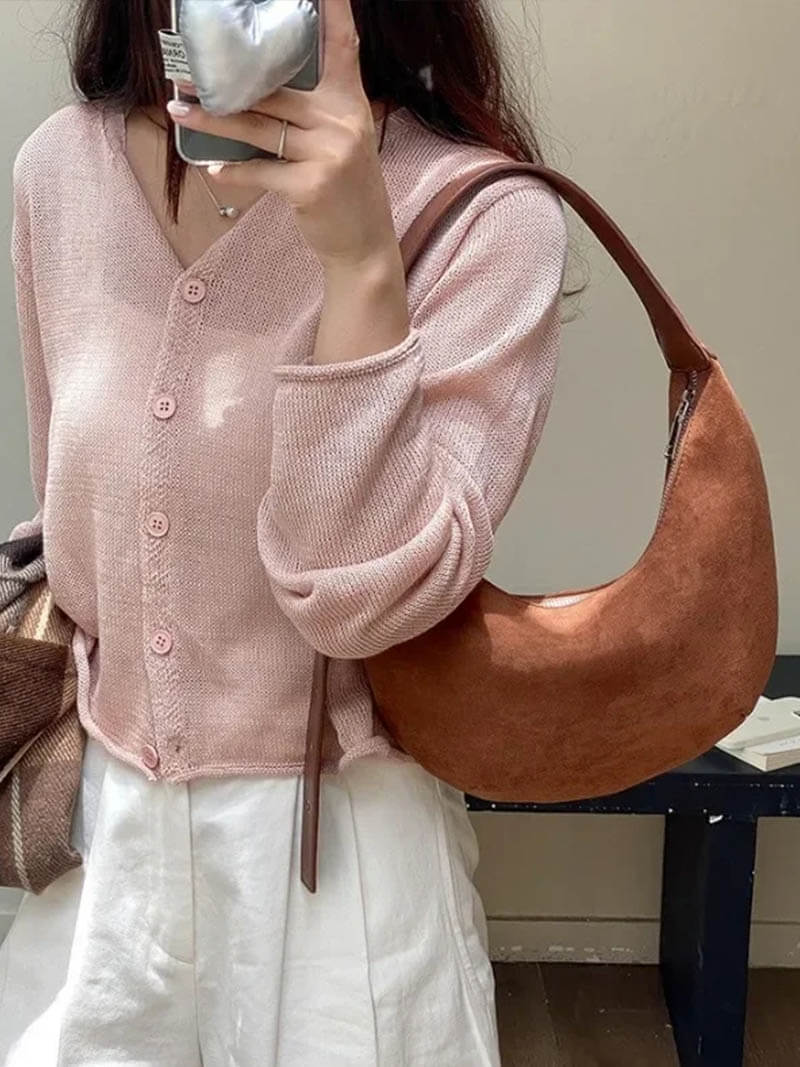 Lene | Suede Half-Moon Bag