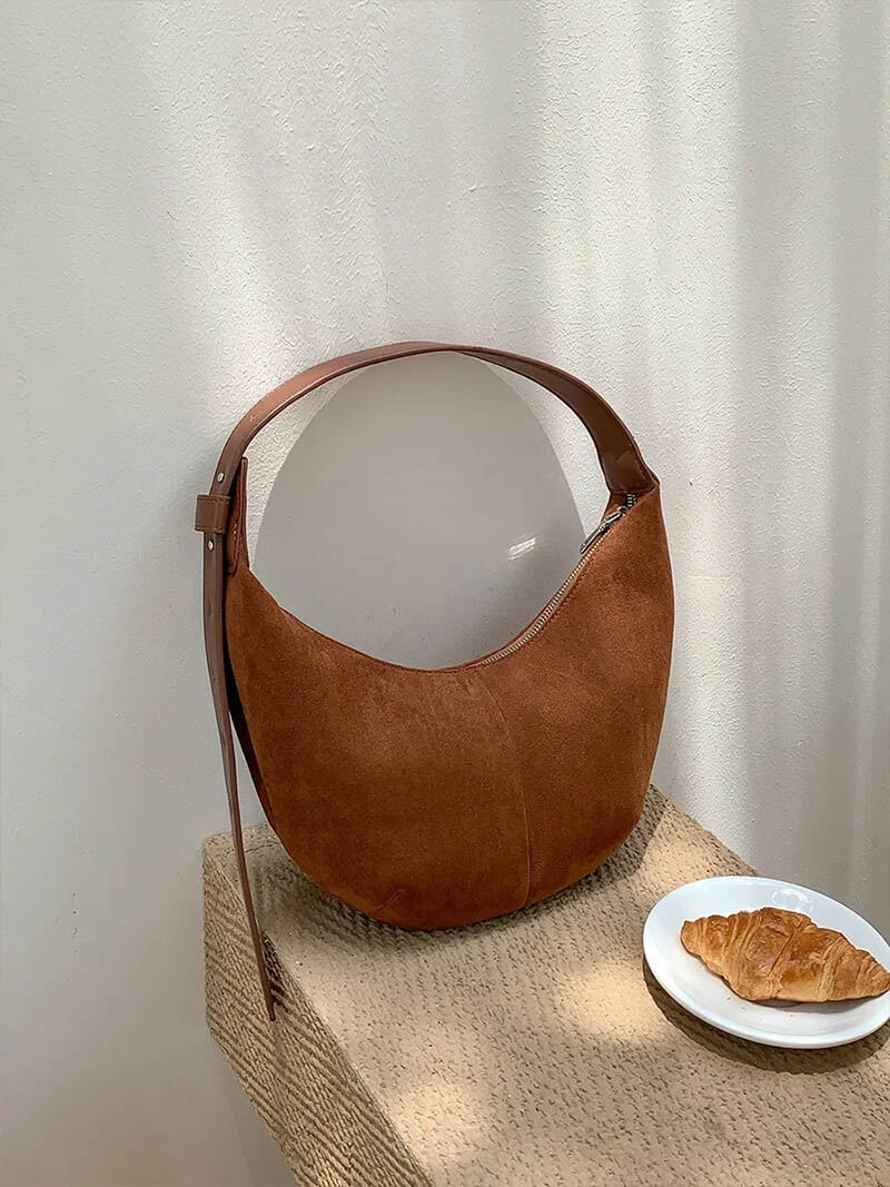 Lene | Suede Half-Moon Bag