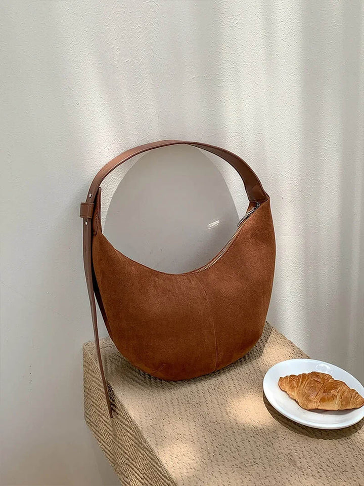 Lene | Suede Half-Moon Bag