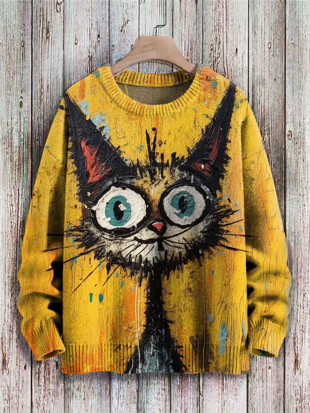 Giggle | Funny Cat Art 3D Knit Pullover