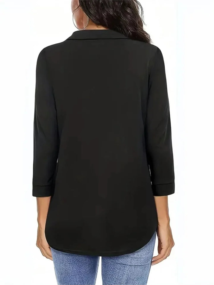 Isolde™ | V-Neck Three-Quarter Sleeve Blouse
