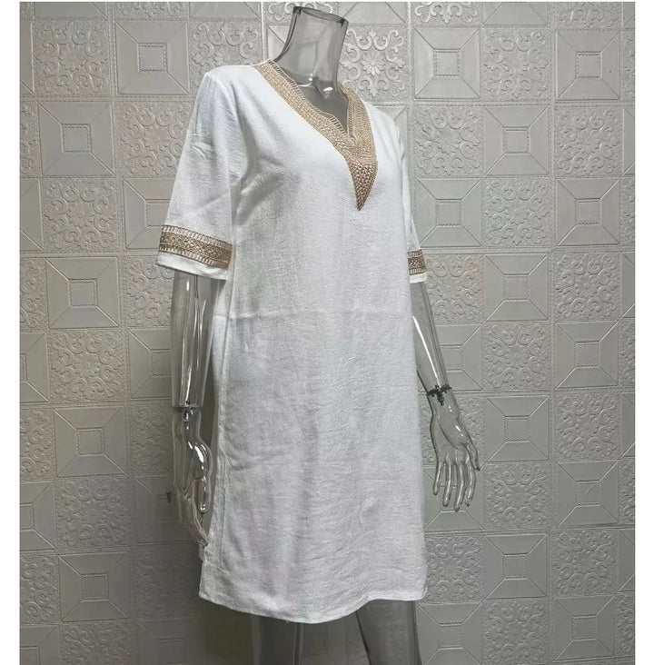 Maeve | Women's Cotton Linen V-Neck Mini Dress