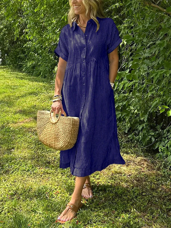 Fleur | Women's Striped Shirt Cardigan Dress